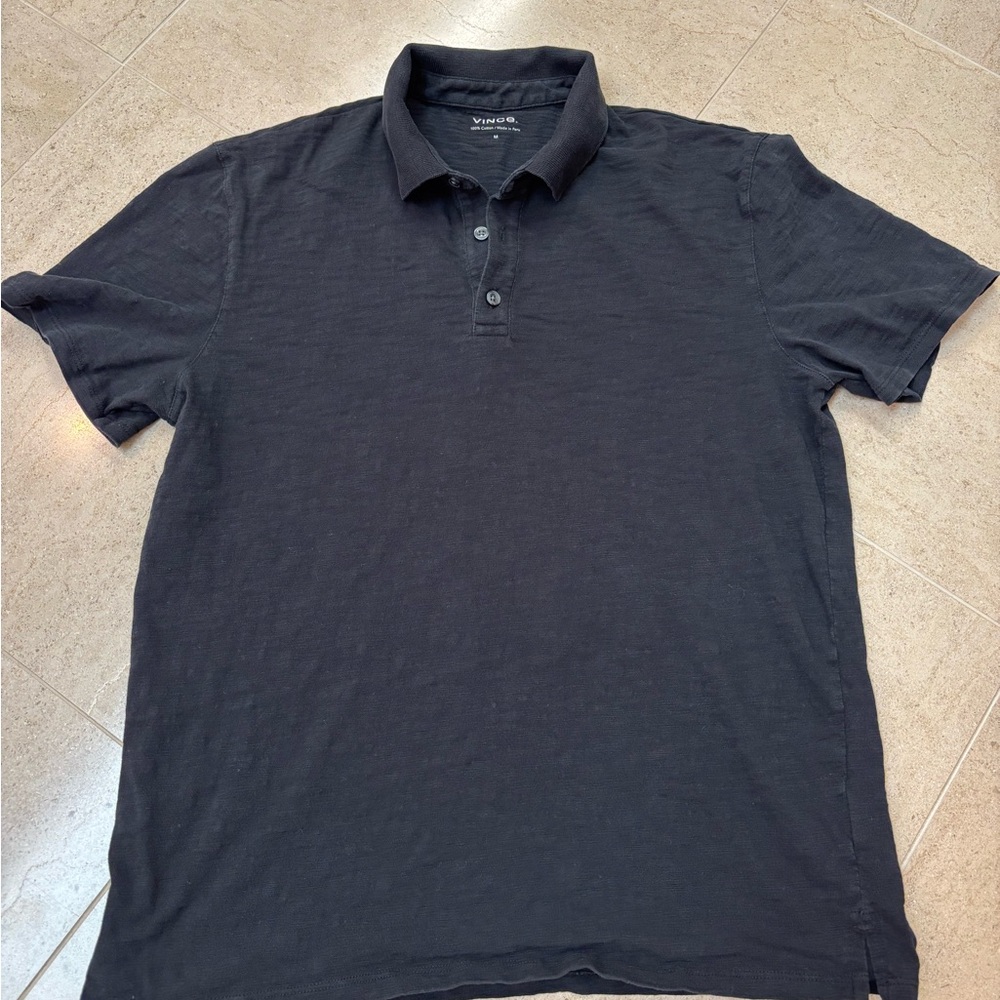 Vince 100% Cotton Polo Shirt – Charcoal (Size M)